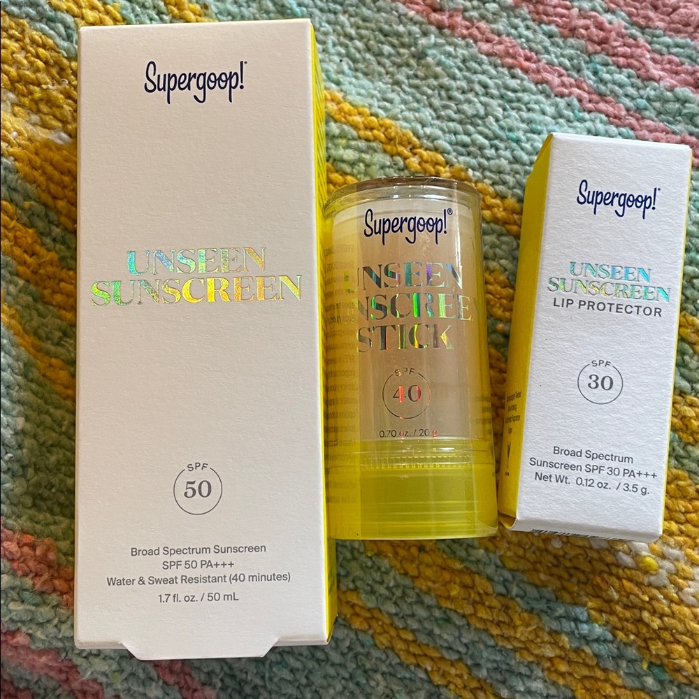 Trio of Unseen SPF products by Supergoop!